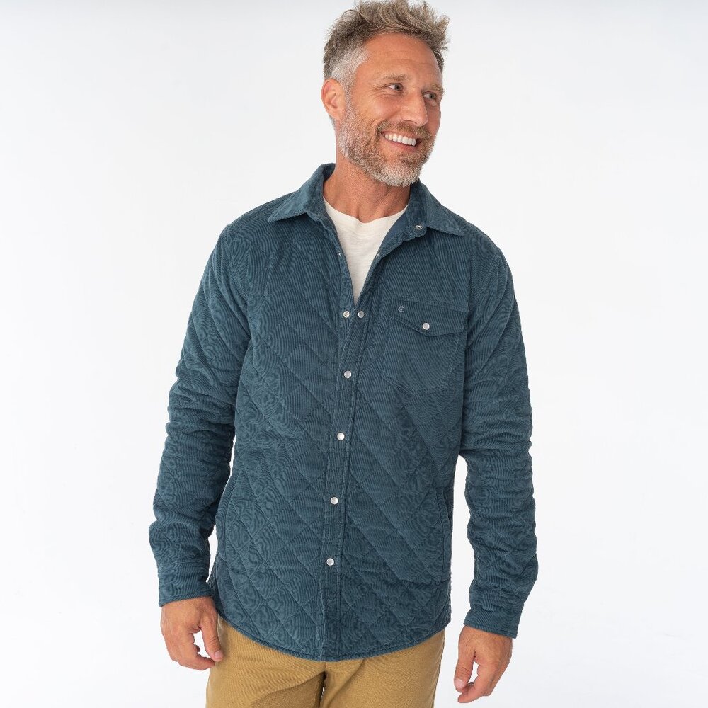 Criquet Shirts Corduroy Quilted Shacket - Alpine Lake Size xlxl